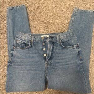 GRLFRND Stylish Blue Button-Fly Jeans